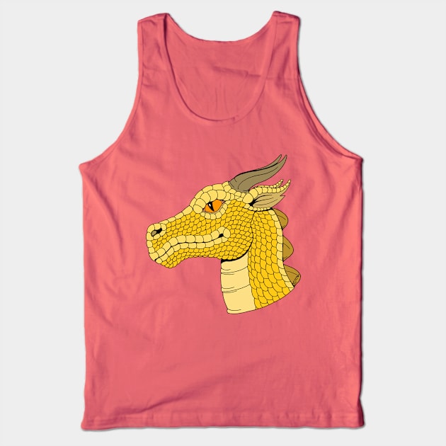 Gold Dragon Head in Profile Tank Top by AzureLionProductions